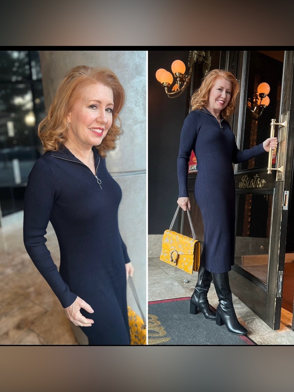 Sweaty Betty Navy Ribbed Zip-Front Long Sleeve Midi Dress-LIKE NEW